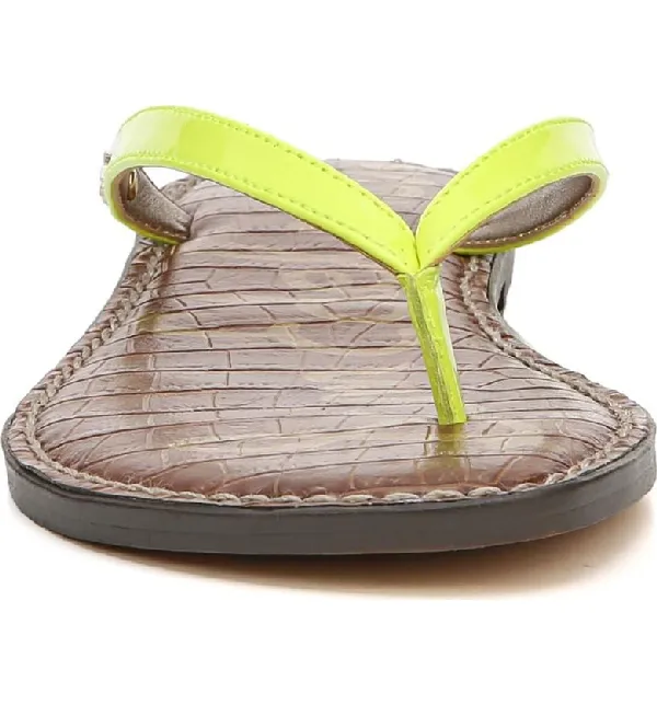 Sam Edelman Gracie Thong Slip On Slide Flat Sandals NEON YELLOW (6.5, NEON YELLOW)